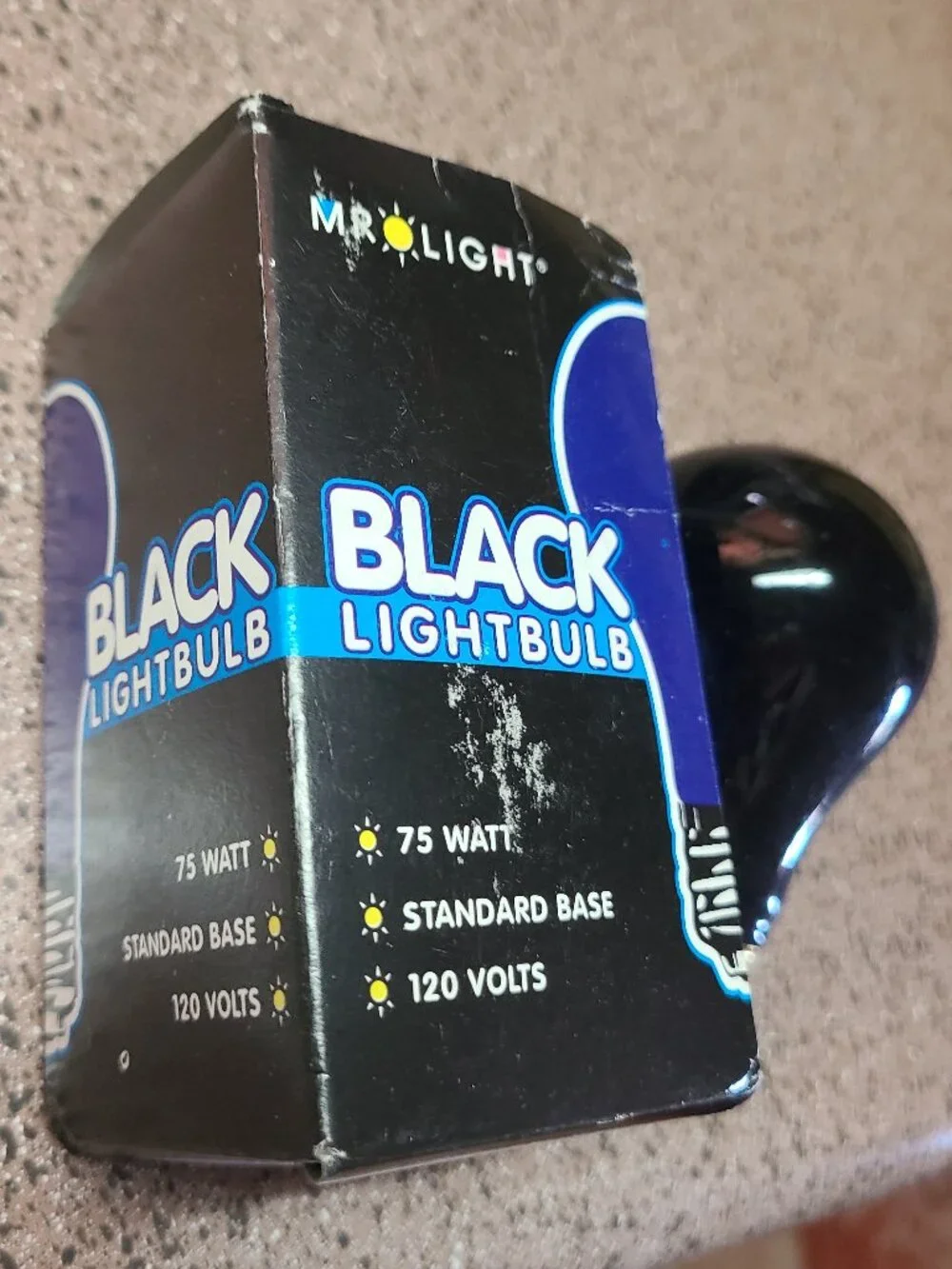 3 New BLACK LIGHT 75 Watt 120V Standard Household Light Bulb Mr. Light
